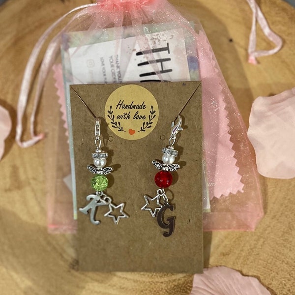 Christmas eve box angel wish charm. Personalised. Lucky angel. Dainty little guardian angel keepsake. Stocking fillers. Gift wrapped.