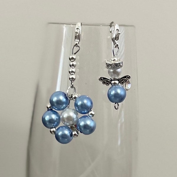 Something blue wedding charms. Perfect lucky flower charm gifts for a brides bouquet or to attach where she pleases. Bridal keepsakes.