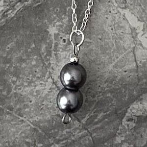 Pearl Necklace and Bracelet Set, Vintage Faux Pearls, Blue, Grey