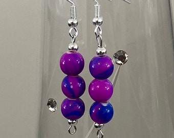 Pendientes colgantes de plata de ley con cuentas de color rosa intenso, diseño de caramelo