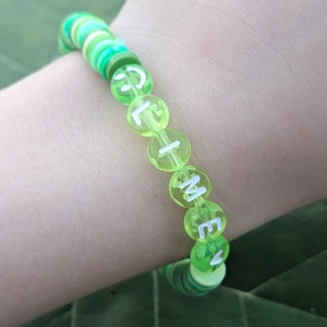 Green &quot;LIME&quot; Clay Bead Bracelet - Child Size SMALL 5-1/2 inch