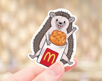 Hedgehog Hashbrown Stickers - Funny Meme - Holographic Laptop, Water Bottle Sticker