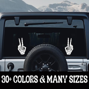 Skeleton Peace Sign Two Finger Wave Jeep Wrangler Vinyl Car Decal for Side Mirror Off Road 4x4 Water Bottle Sticker Jeep Wave Just Wave