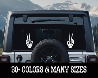 Skeleton Peace Sign Two Finger Wave Jeep Wrangler Vinyl Car Decal for Side Mirror Off Road 4x4 Water Bottle Sticker Jeep Wave Just Wave