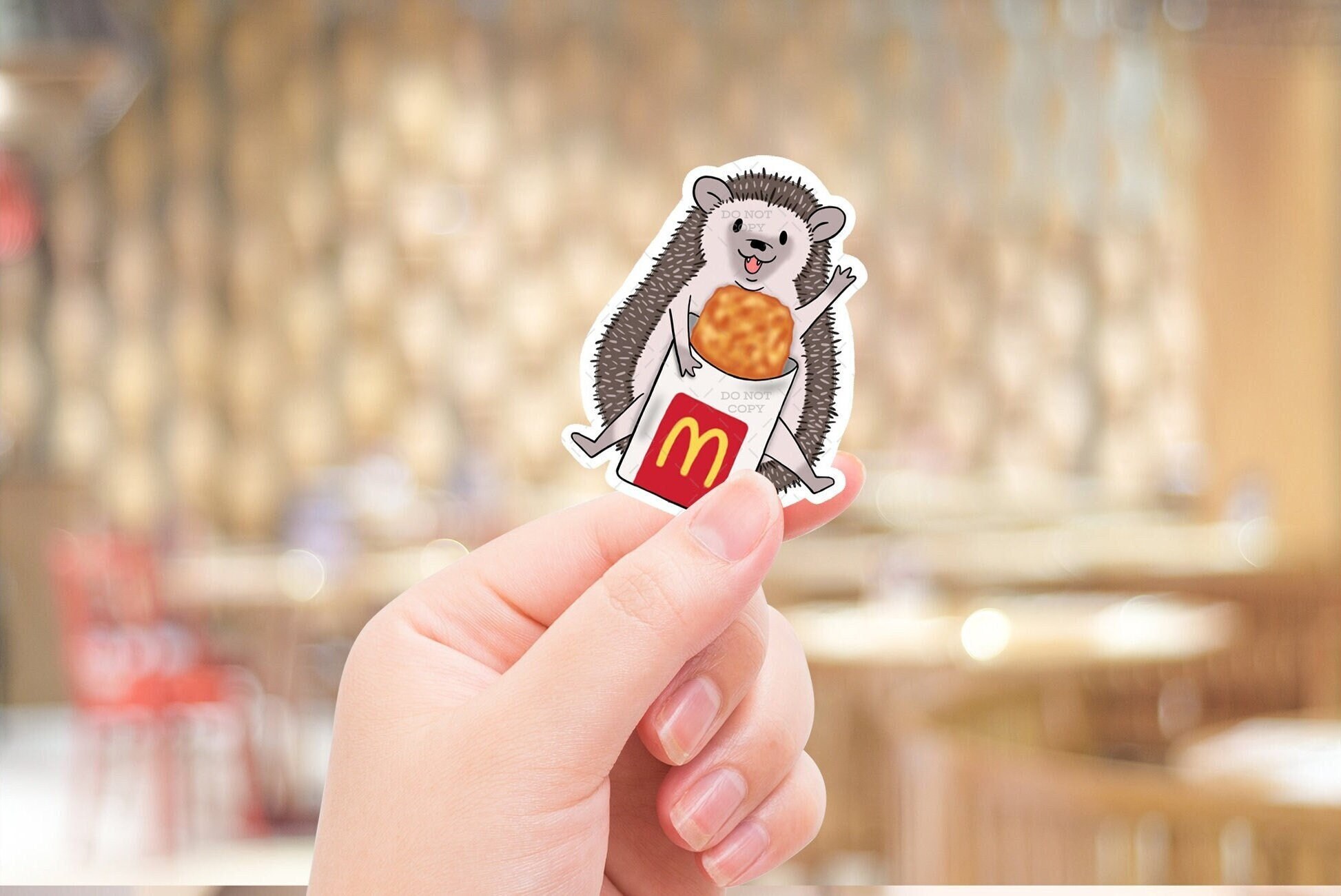 Hedgehog Hashbrown Stickers - Funny Meme - Holographic Laptop, Water Bottle Sticker