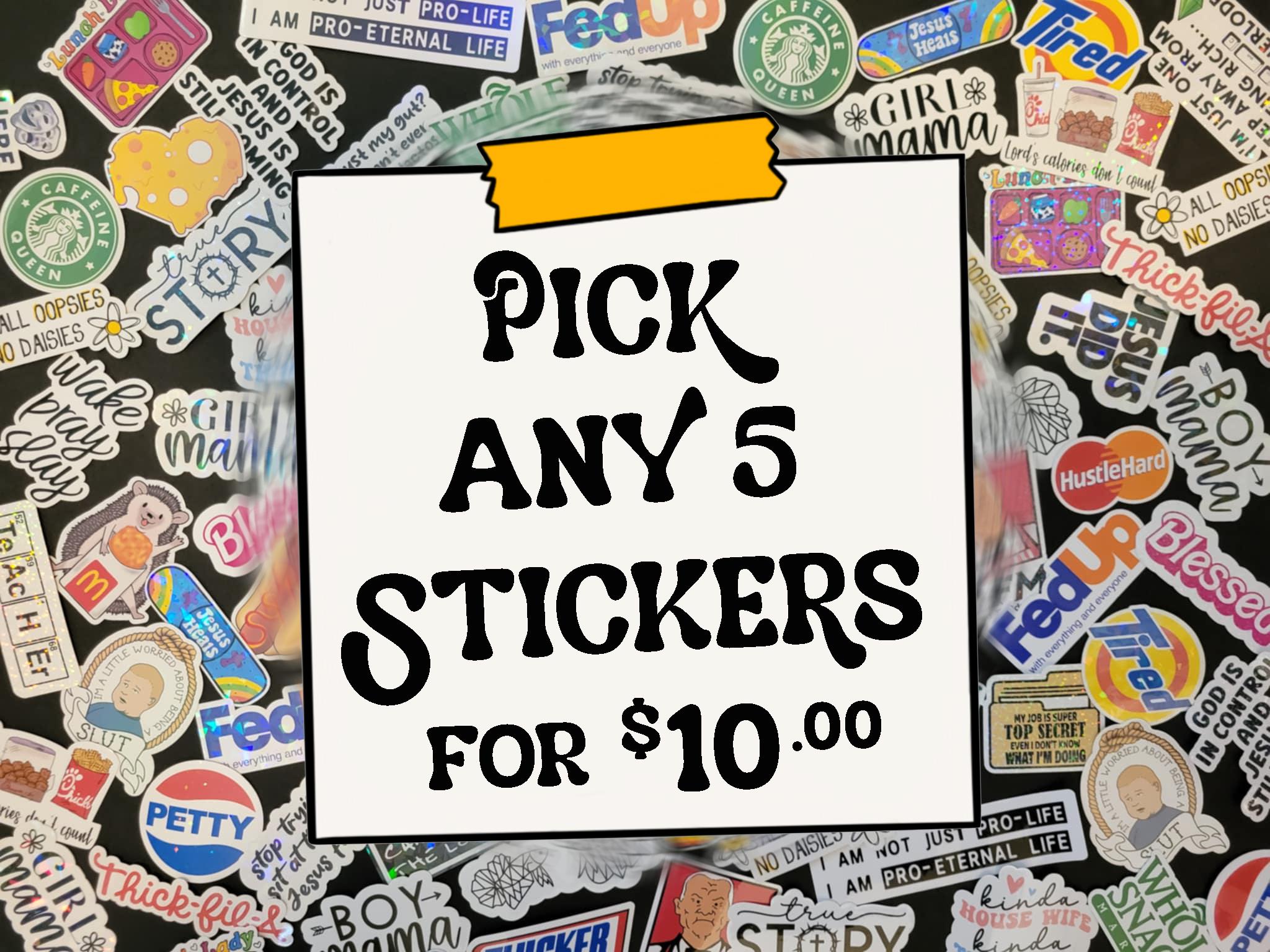Any 5 Stickers Pack - Stickers Bundle - Funny Waterproof Holographic ...