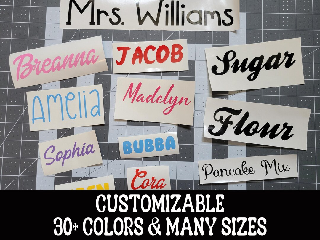 Custom Text Name Decal - Vinyl Stickers for Luggage, Water Bottles ...
