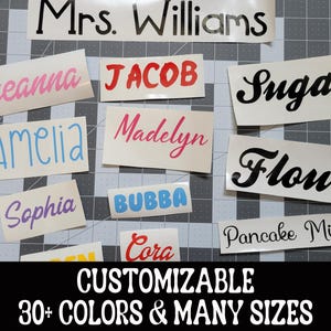 Custom Text Name Decal - Vinyl Stickers for Luggage, Water Bottles, Laptops, Car Windows, Mirrors