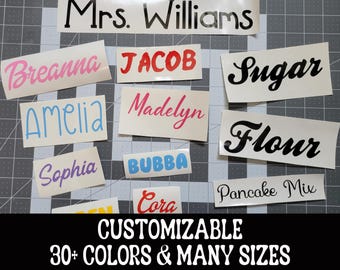 Custom Text Name Decal - Vinyl Stickers for Luggage, Water Bottles, Laptops, Car Windows, Mirrors