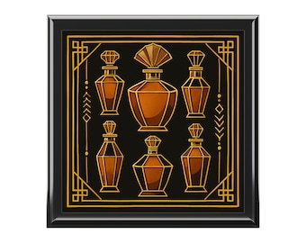 Art Deco Perfume Sample Box, Luxury Wooden Jewelry Storage, Vanity Organizer for Fragrance Lovers