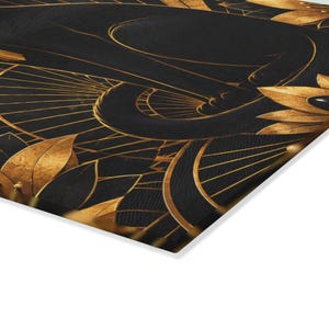 Planche à découper en verre art déco chat noir, décoration de cuisine en or noir, planche à découper style Gatsby, cadeau de luxe pour amoureux des chats, planche en verre trempé image 6