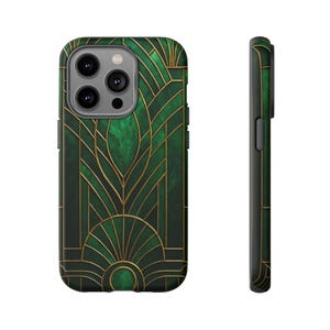 Art Deco Emerald Green Stained Glass Phone Case: Impact Resistant image 9