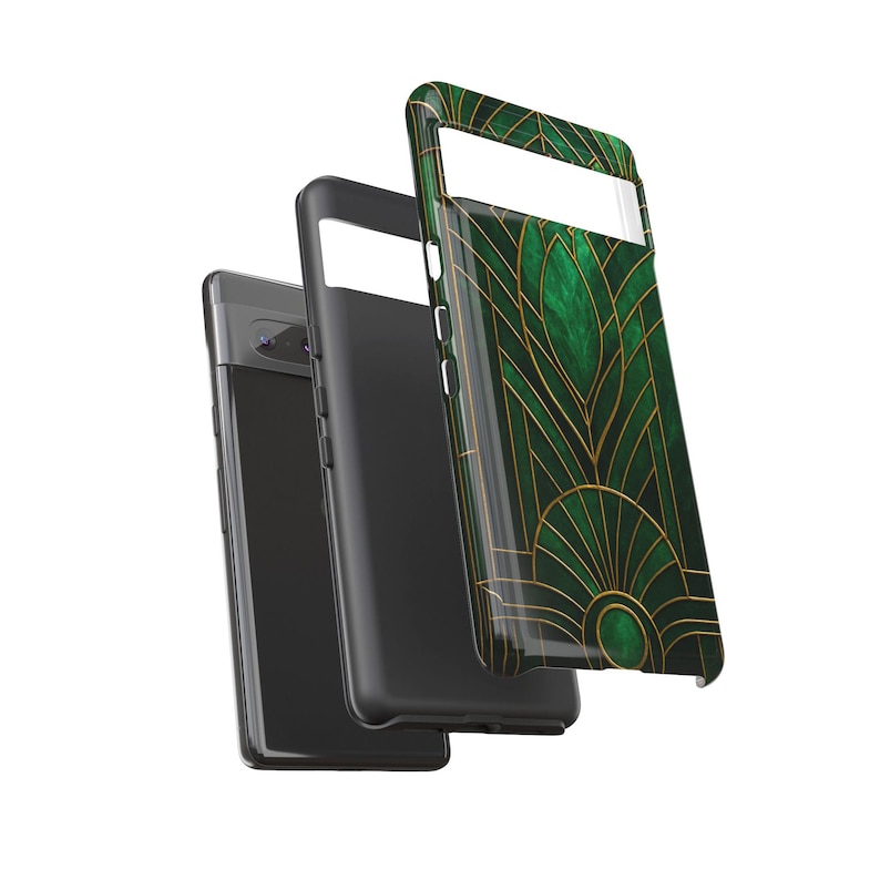 Art Deco Emerald Green Stained Glass Phone Case: Impact Resistant image 6