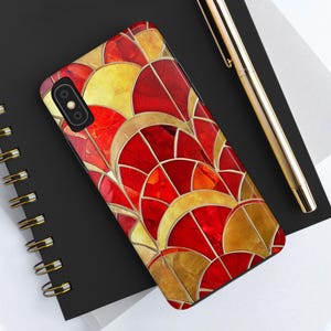 Art Deco-slitstarka telefonskal med motiv av färgat glas