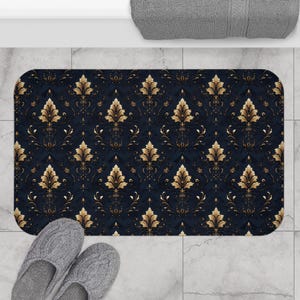 Bath Mat - Black & Gold Luxurious Bathroom Decor, Elegant Shower Rug, Stylish Home Accessory, Soft Bathroom Mat, Modern Bath, Gift For Home