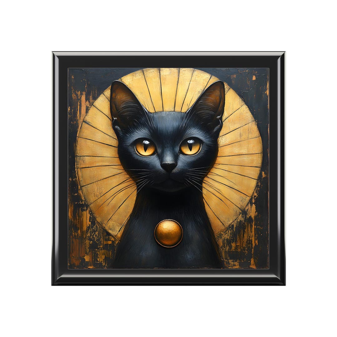 Photo inspiration: Fresh Look at Wooden Jewelry Box Art Deco Black Cat Organizer Rings And
