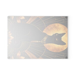 Planche à découper en verre art déco chat noir, décoration de cuisine en or noir, planche à découper style Gatsby, cadeau de luxe pour amoureux des chats, planche en verre trempé image 5