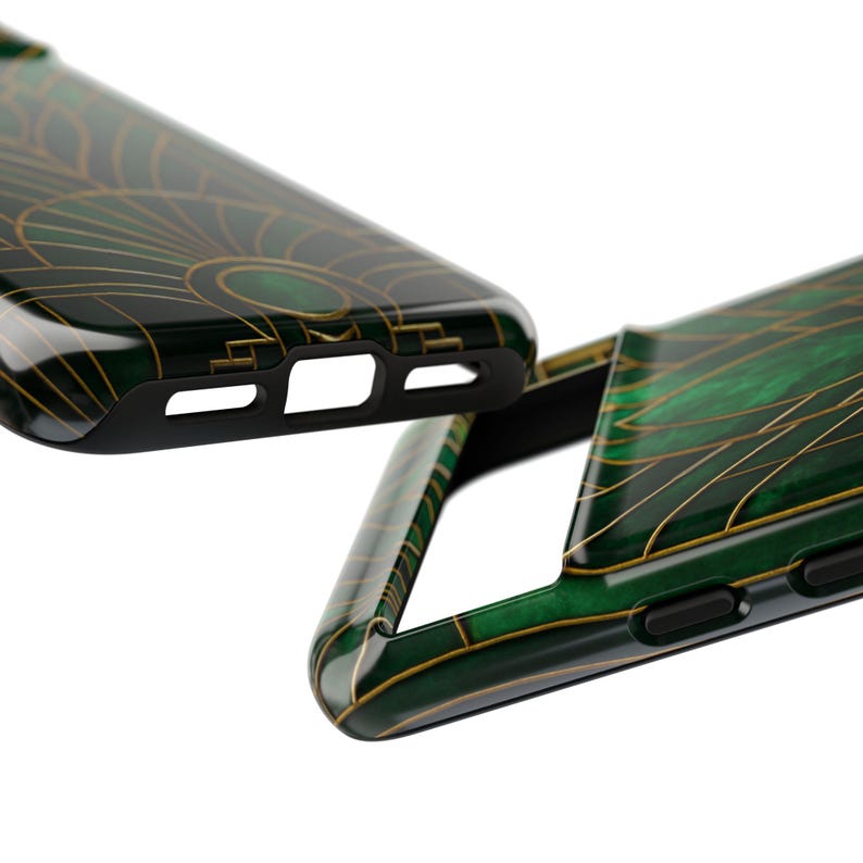 Art Deco Emerald Green Stained Glass Phone Case: Impact Resistant image 10