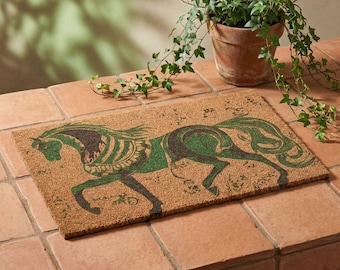Vintage Horse Doormat | Rustic Equestrian Welcome Mat | Mosaic Style Outdoor Doormat | Farmhouse Entryway Decor | Horse Lover Gift