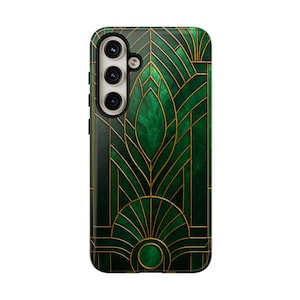 Art Deco Emerald Green Stained Glass Phone Case: Impact Resistant image 7