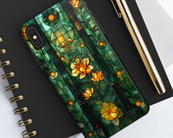 Green Stained Glass Whimsical Floral Forest Phone Case