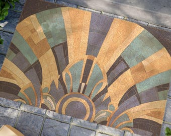 Kokosnuss Fußmatte: Geometrischer Design Teppich (61 x 40 cm)