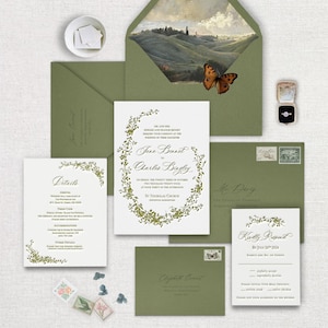 Classic Letterpress Wedding Invitations, Floral Wedding Invite Set, Luxury Cotton Paper, Bennet Collection, Elegant Wedding Invites Suite