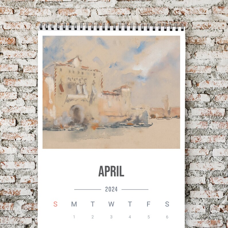 Watercolor Calendar 2024 Pastel Tones Wall Calender Annual Etsy