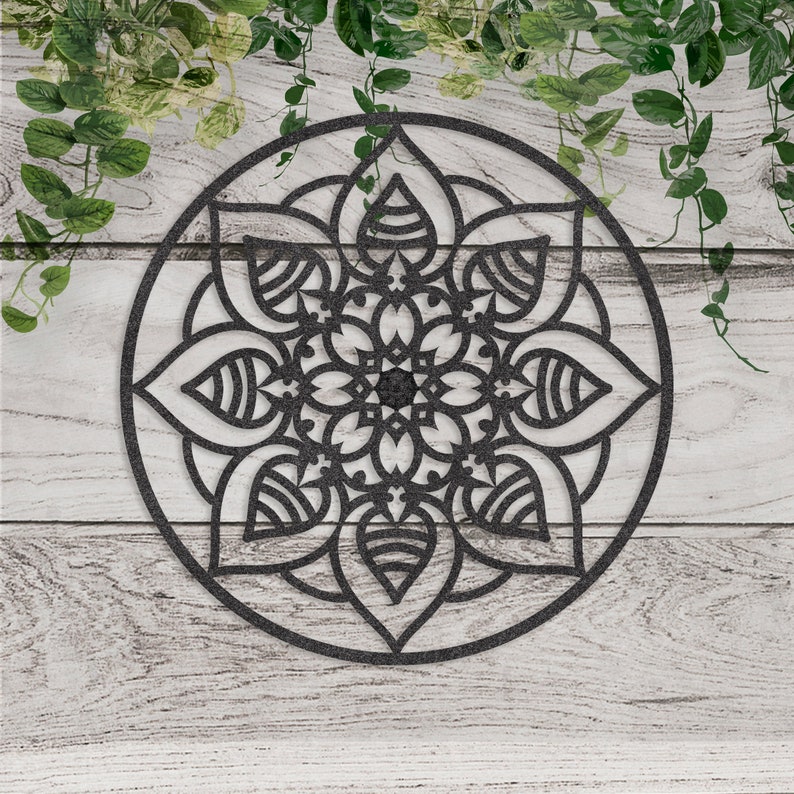 Wildflower Mandala Metal Wall Hanging, Modern Metal Flower, Unique Indoor and Outdoor Laser Cut Metal, Garden Decor, Living Room Wall Art 画像 4