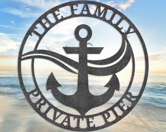Personalized Family Pier Metal Sign: Nautical Yacht Dock Decor