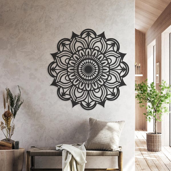 Metal Mandala Wall Art: Sunflower Medallion, Indoor Outdoor Decor