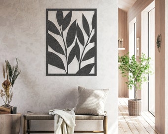 Metal Leaves Wall Art: Modern Home Decor, Personalized Metal Sign