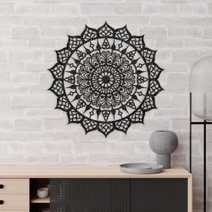 Wildflower Mandala Metal Wall Art, Modern Metal Flower, Unique Indoor Outdoor Laser Cut Metal, Garden Decor, Living Room Wall Hanging