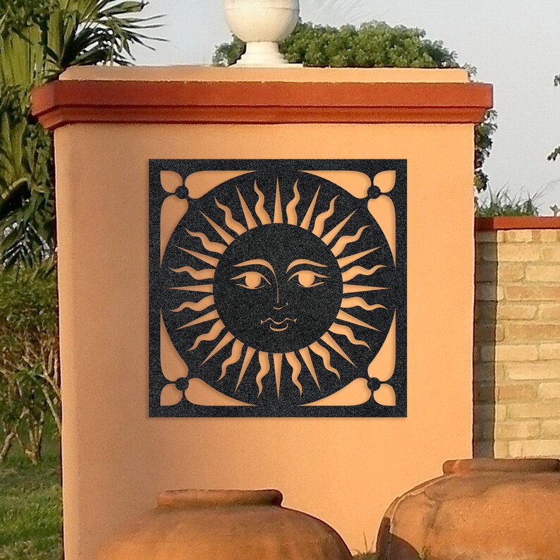 Square Sun Metal Art: Indoor Outdoor Wall Decor - Etsy