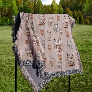 Cat Throw Blanket, Cat Themed Gifts, Woven Throw Blanket, Picnic Blanket, Aesthetic Tapestry, Cat Lovers Gift