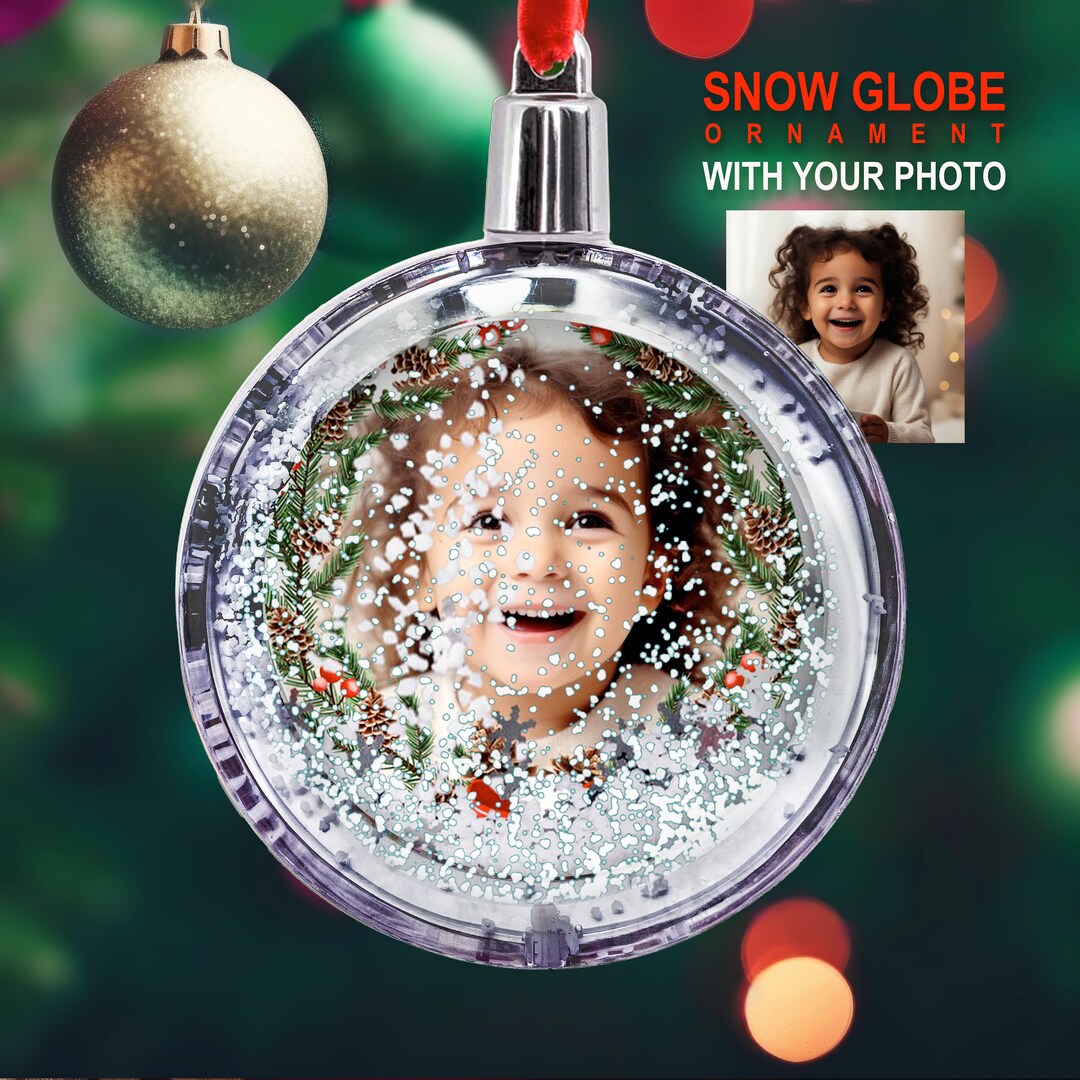 Baby's First Christmas Photo Ornament, Snow Globe Ornament, Baby Photo