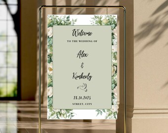 Welcome sign printable 20x30 template Modern Place card template Aesthetic welcome sign Canva template Wedding bundle