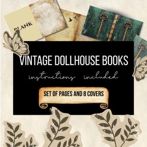 Set of Vintage Miniature Book Covers for dollhouse DIY miniature set of vintage books Witchy miniature dollhouse books Grimoire book covers