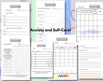 Diario per l'ansia e la cura di sé, diario per il benessere e l'ansia, diario per l'amore per se stessi e la terapia, diario per l'ansia stampabile, planner per l'ansia