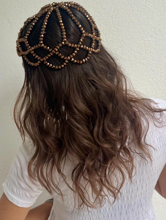 Crystal Beaded Bridal Headpiece: Handmade Boho Wedding Hair  display picture 2