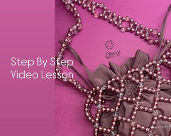 Beaded Mesh Bag Video Tutorial: DIY Crystal & Pearl Net Bag