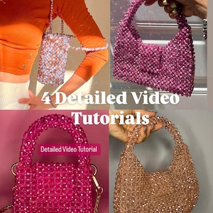 4 Perlen Taschen Anleitungen | Perlentasche Muster | Handmade Perlen Geldbörse Video-Lektionen | DIY Luxus Taschen Muster | Hochzeitstasche DIY