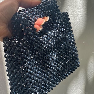 Bolso de mano negro Bolso de cristal Bolso de noche Bolso de grafito Bolso plateado brillante Bolso elegante con cuentas Bolso de boda Bolso de moda