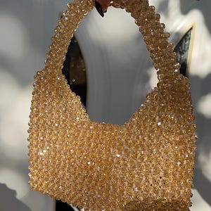 Bolso de champán de cristal Bolso de boda de cristal Bolso de cuentas de cristal Bolso de cuentas de cristal Bolso de mano Bolso romántico Regalo de cumpleaños para ella