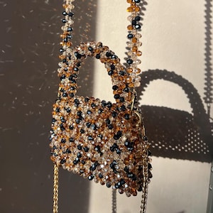 Premium Crystal Purse Mini Bag Multicolour Purse Evening Purse Romantic bag  Trendy beads purse Wedding Gift Purse Brown Black Handbag
