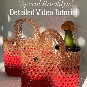 Detailliertes Video Tutorial, wie man Farbverlauf Kristalltasche Aperol Tragetasche Sommer Geldbörse Luxus Perlentasche Kristall Geldbörse Coral Beach erstellt
