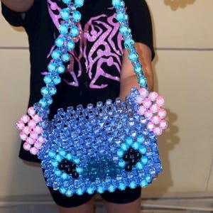 Lilo Stitch beaded bag Kids purse Cute handbag Gift for girls Disney inspired cartoon accessory Handmade child bag