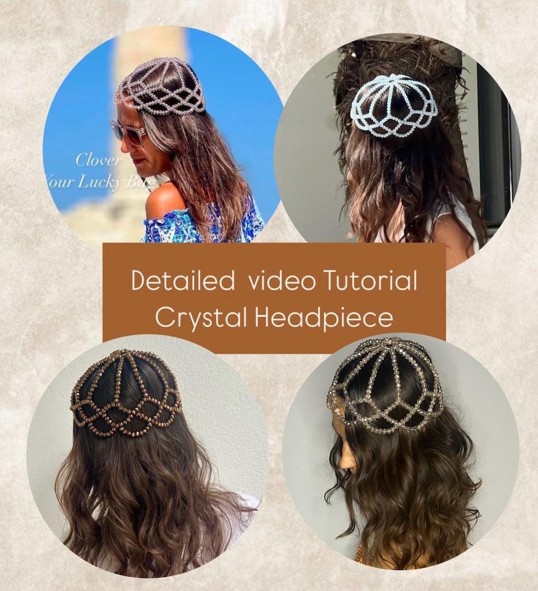 beaded head dress Headpiece Tutorial: DIY Crystal Crown Video Lesson (telegram Delivery Color:AINIKA TILES BLUE
