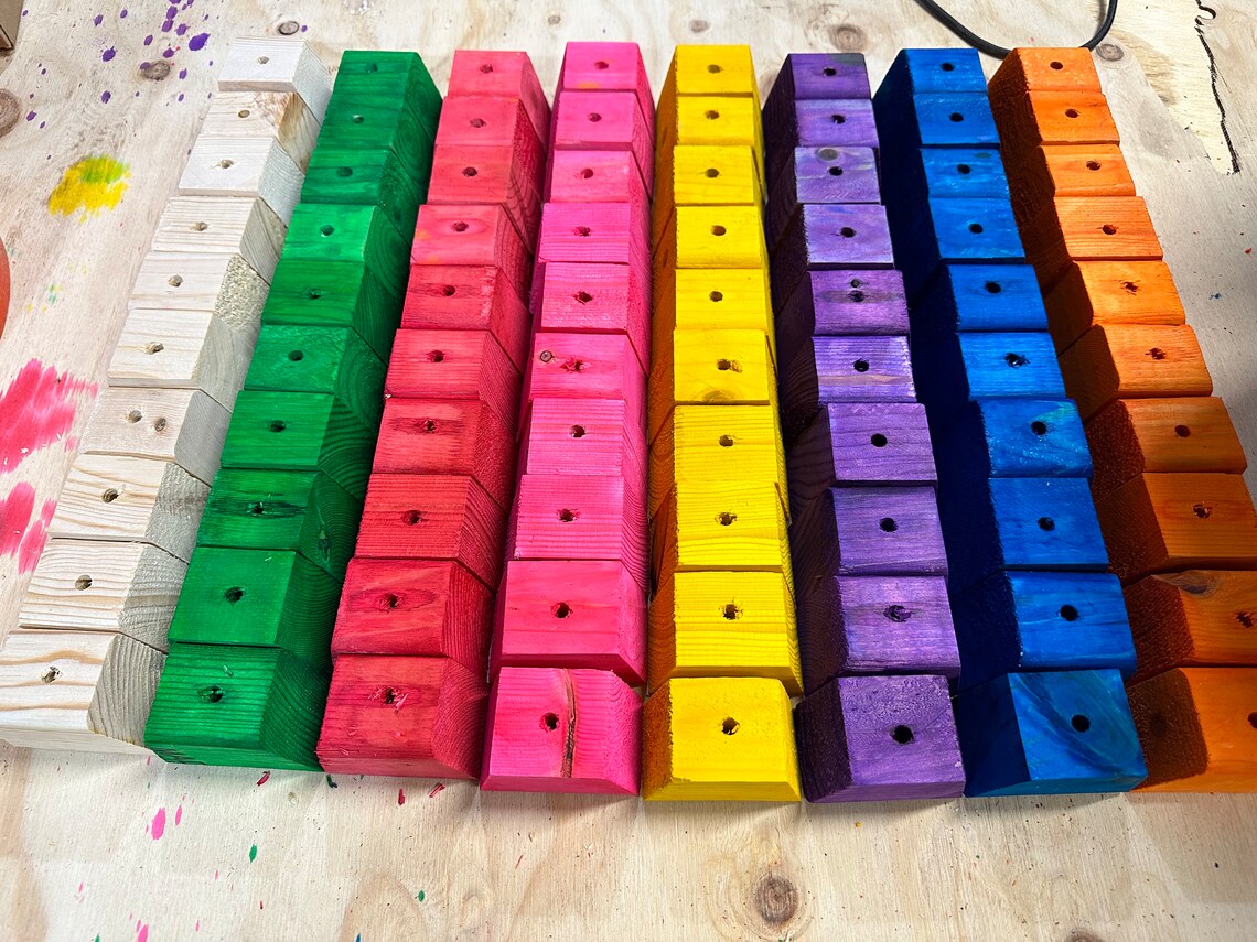 Colorful Wooden Block Toys for Large Birds Etsy