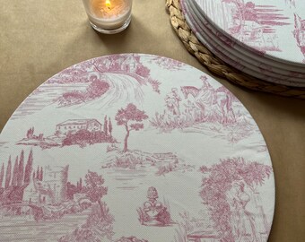 Vintage Pink Placemats, Pink Placemat Sets, Oval Placemat, Ethnic Placemat, Soft Pink Placemat Sets, Gift For Mom, French Placemat Set